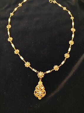 Erica Koesler Rhinestone Flower Bridal Necklace Wedding Statement Necklace 18"